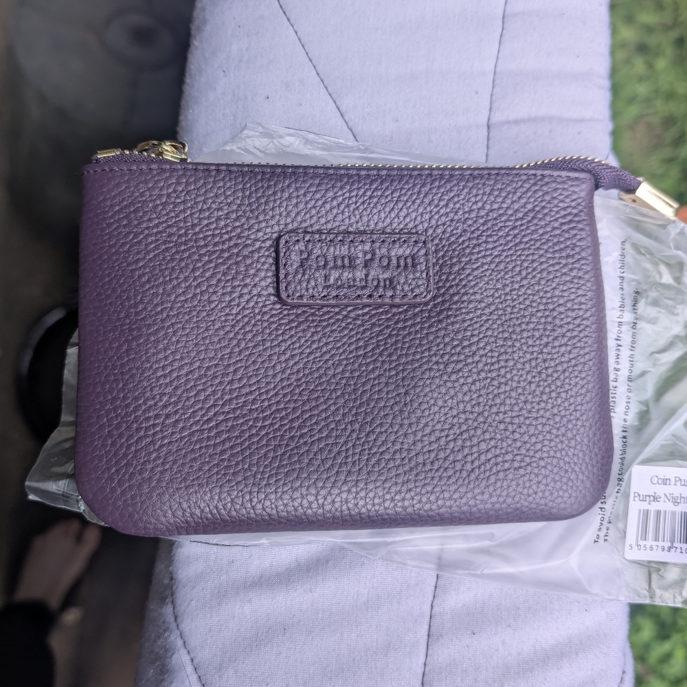 Pom Pom London Purse Wallet RFID Full Grain Leather Purple Nightshade BNNU